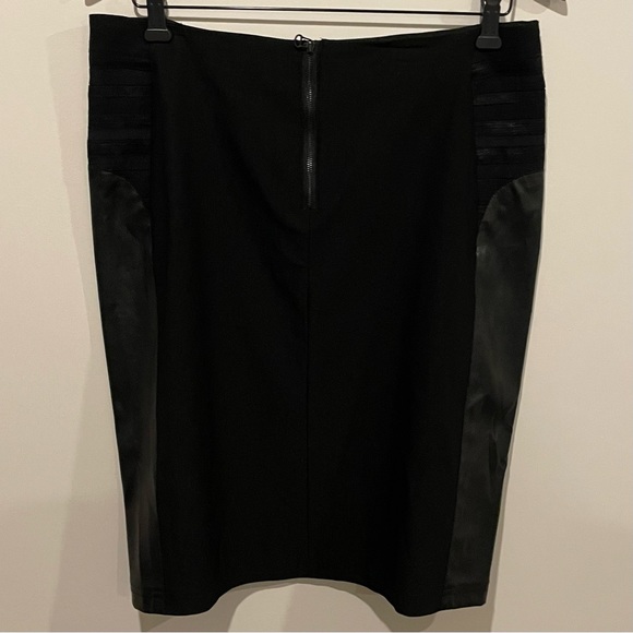 Faux Leather Detail Pencil Skirt - Picture 3 of 3